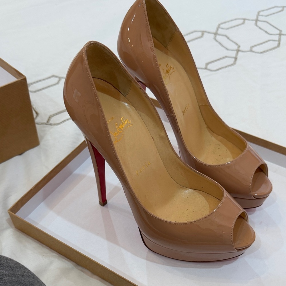 Christian Louboutin Beige Peep Toe Heels